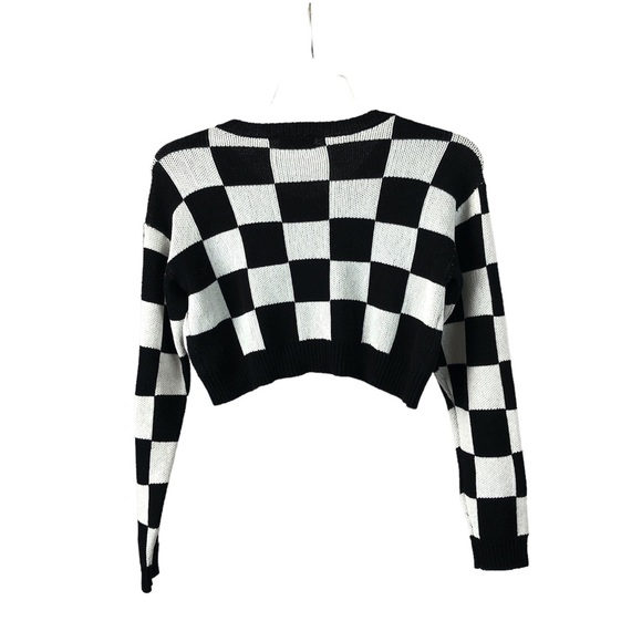 SWEATER - Women's BP. Black And White Checkerboard Cropped Sweater. Size XS - Picture 2 of 13